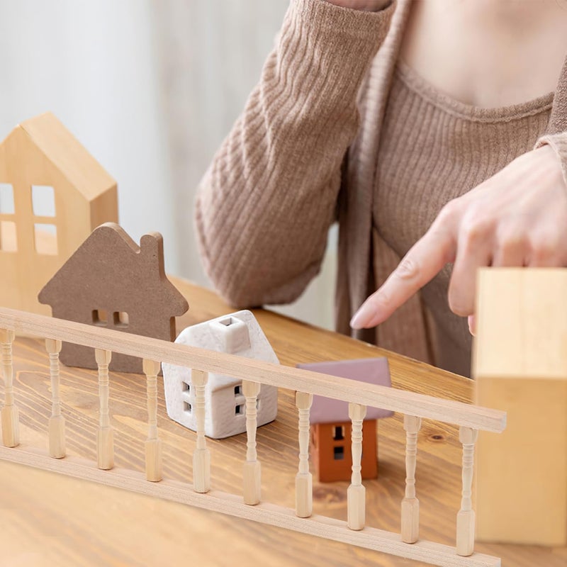Veemoon 4 Pcs Doll House Handrail Wooden Mini Handrail Tiny Handrail Dollhouse Accessories Pretend Dollhouse Fence Decor House Mini Fence for Miniature Props - Image 5